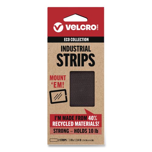 ECO Collection Industrial Strips, 1.75" x 3", Black, 2/Pack