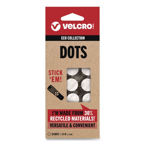 ECO Collection Dots Fastener, 0.75", White, 10/Pack