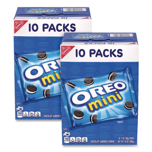 Mini Oreo's, Chocolate,1 oz Bag, 10 Bags/Box, 2 Boxes/Carton