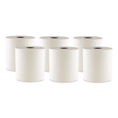 Hard Wound Towel, 1 Ply, 8" x 700 ft, White, 6/Carton