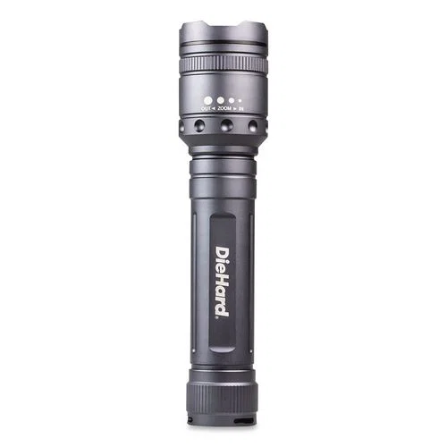 DieHard Twist Focus 3,000 Lumen Aluminum Flashlight, 9 AA Batteries (Included), Gray