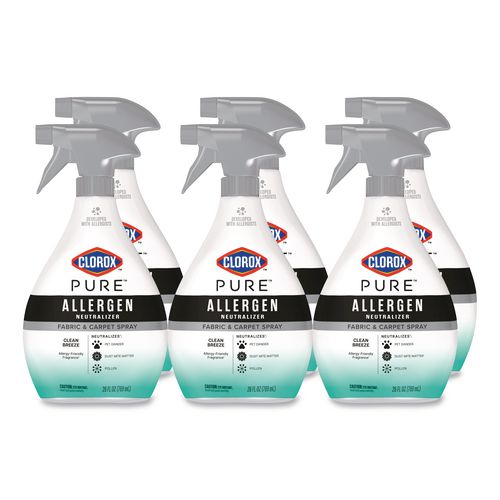 PURE Allergen Neutralizer Fabric and Carpet Spray, Clean Breeze Scent, 26 oz Spray Bottle, 6/Carton