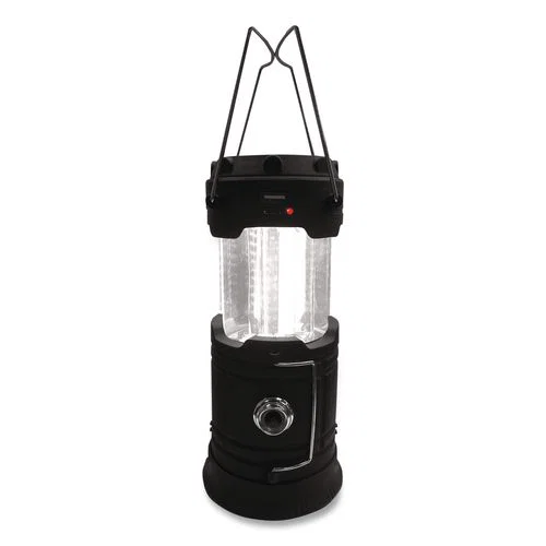 COB LED Solar/Rechargeable Lantern, Lithium Ion Rechargeable Battery (Included), Dark Gray