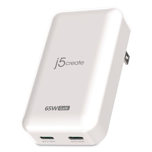 65 W USB-C Two-Port GaN PD Charger, White