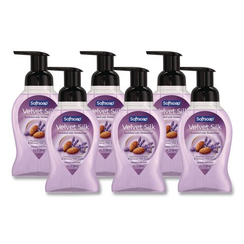 Velvet Silk Foaming Liquid Hand Soap, Lavender and Almond Milk, 9 oz, 6/Carton