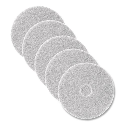 Polishing Pad, 13" Diameter, White, 5/Carton