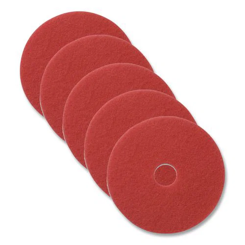 Buffing Pad, 13" Diameter, Red, 5/Carton