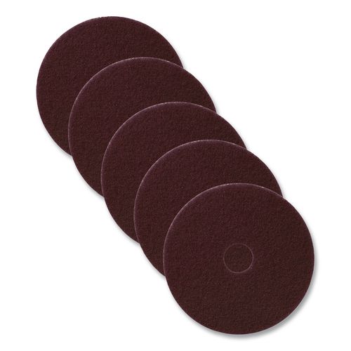 Stripping Pads, 17" Diameter, Burgundy, 5/Carton