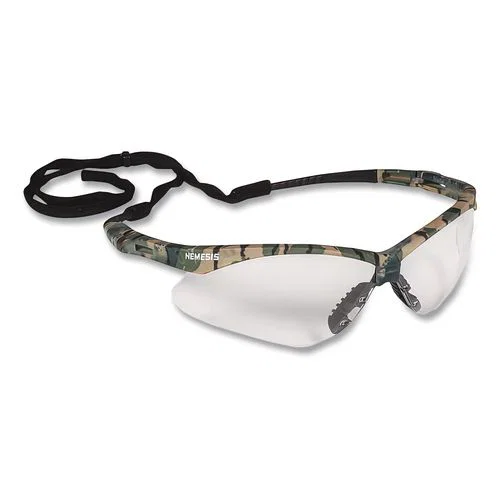 Nemesis Safety Glasses, Camo Half Frame, Clear Dual Lens