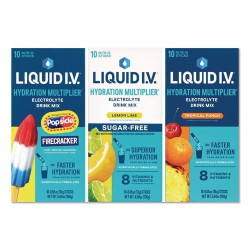 Hydration Multiplier Electrolyte Drink Mix Variety Pack, Assorted Flavors, 30 Sticks/Carton