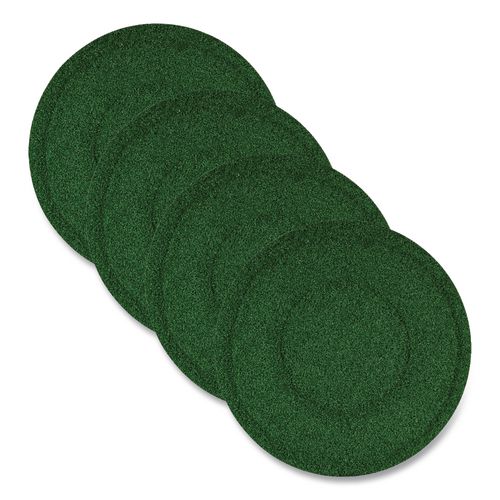 TurfScrub Brush Floor Pad, 20" Diameter, Green, 4/Carton