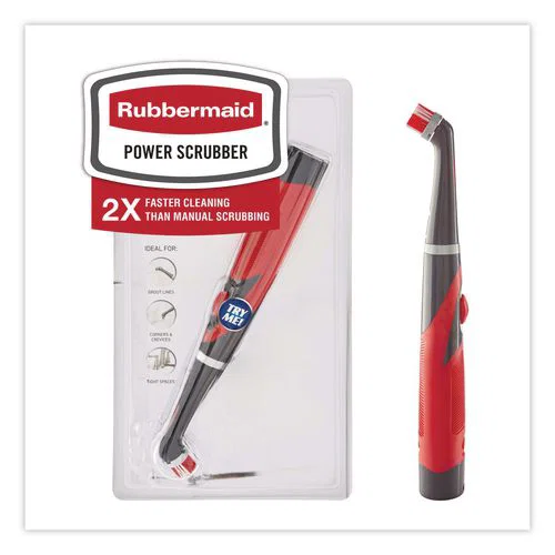 Multi-Purpose Cordless Battery Power Scrubber, Red/White Nylon Bristles, 12.68" Brush, 7" Red/Black Handle