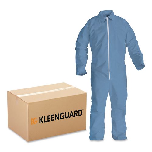 A65 Zipper Front Flame Resistant Coveralls, 4X-Large, Blue, 21/Carton