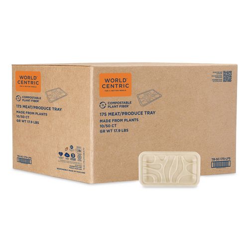 Fiber Meat and Produce Trays, 4.8 x 8.3 x 0.7, Natural, Paper, 500/Carton