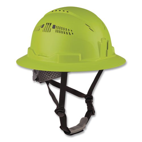 Skullerz 8964-MIPS Full Brim Safety Helmet with MIPS Protection - Type 2, Class C, Vented, 6-Point Ratchet Suspension, Lime