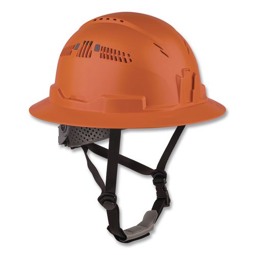 Skullerz 8964-MIPS Full Brim Safety Helmet with MIPS Protection - Type 2, Class C, Vented, 6-Point Ratchet Suspension, Orange