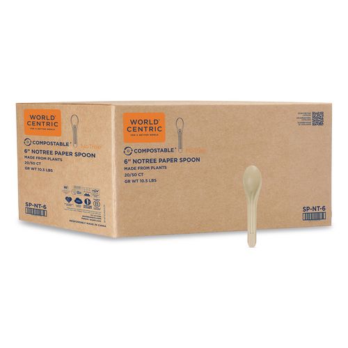 NoTree Cutlery, Light Mediumweight, Spoon, Paper, Natural, 1,000/Carton