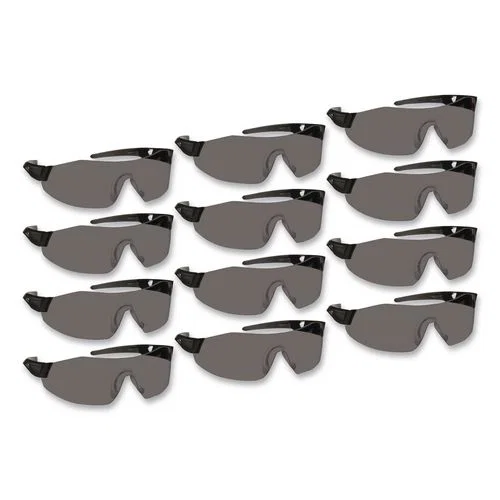 44 Magnum Safety Glasses, Frameless, Black Single Lens, 12/Box