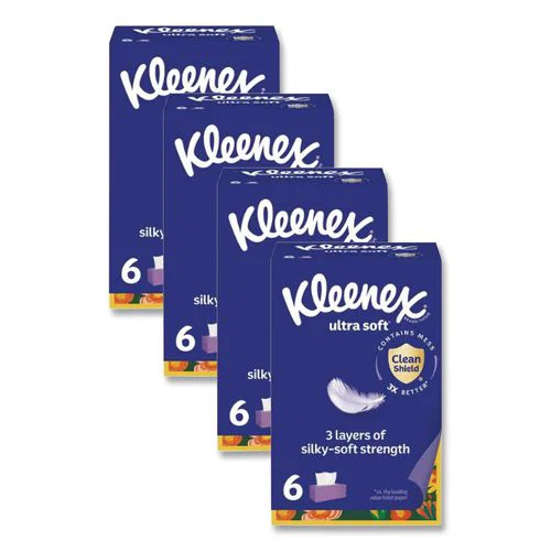 Ultra Soft Facial Tissue, 3-Ply, White, 120 Sheets/Box, 6 Boxes/Pack, 4 Packs/Carton