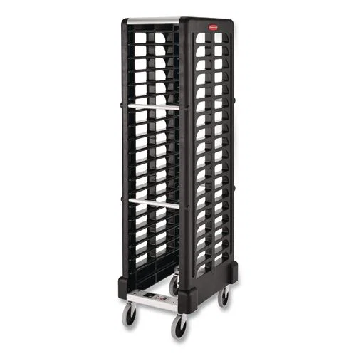 End Loader Rack for Food Boxes and Sheet Pans, Plastic, 18 Shelves, 18.63 x 23.75 x 67.88, Black