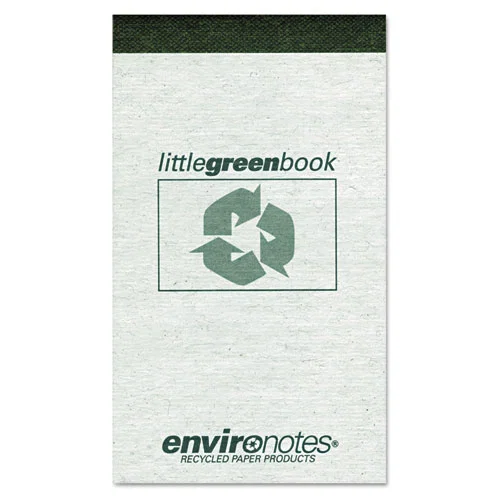 Environotes Little Green Notepad, Gray Cover, Wide/Legal Rule, (60) White 3 x 5 Sheets