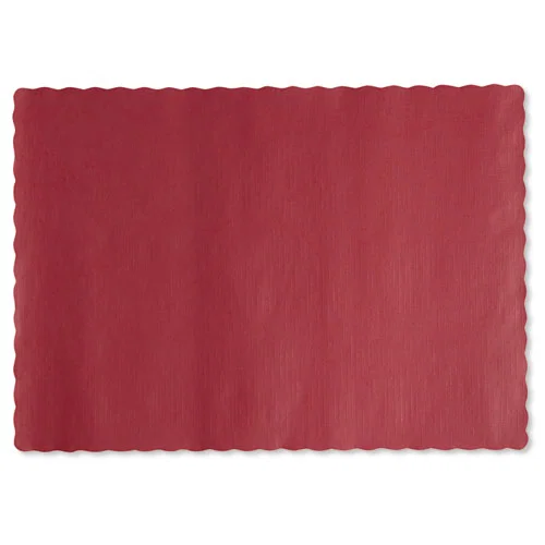 Placemats, Smooth Surface, Scalloped Edges, 13.5" x 9.5", Red, 1,000/Carton