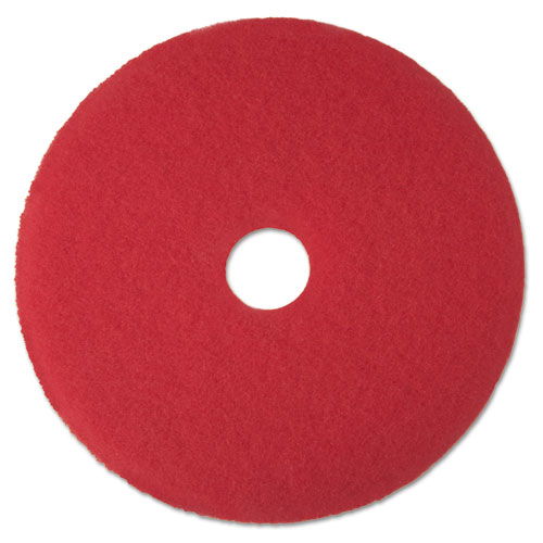 Low-Speed Buffer Floor Pads 5100, 16" Diameter, Red, 5/Carton