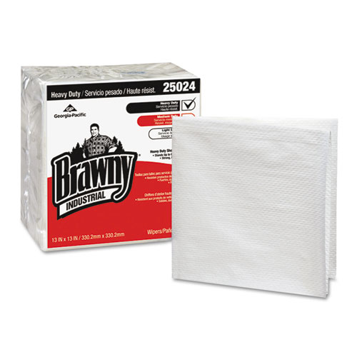 Heavy Duty Quarterfold Shop Towels, 13 x 13, White, 70/Pack, 12 Packs/Carton