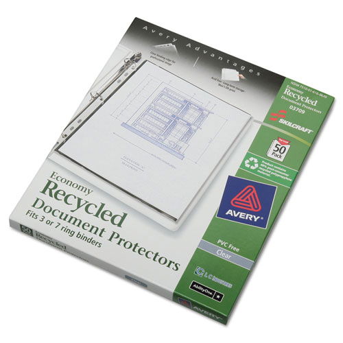 7510016169670, SKILCRAFT Document Protector, Heavy-Duty, Side: 7-Hole Punched, Top Load 8.5 x 11 Insert, Clear Front, 50/Box