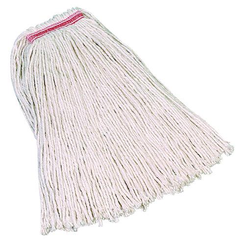Premium Cut-End Cotton Mop, White, 20 oz, 1-in. Orange Headband