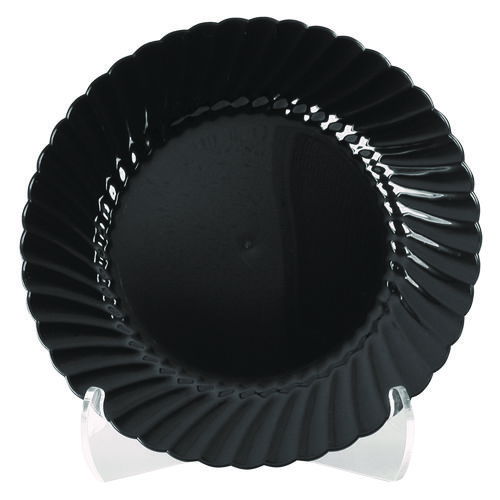 Classicware Plastic Plates, 9" dia, Black, 10/Pack, 18 Packs/Carton