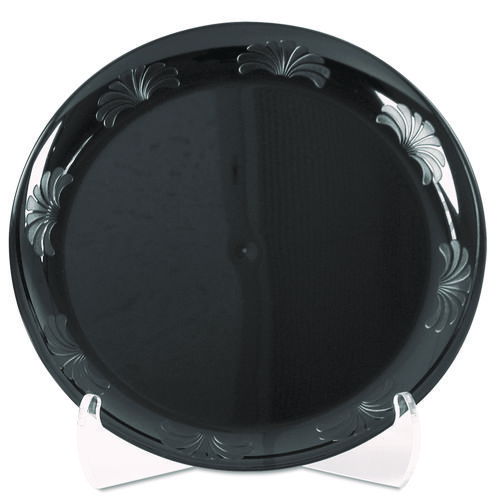Designerware Plastic Plates, 9" dia, Black, 10/Pack, 18 Packs/Carton