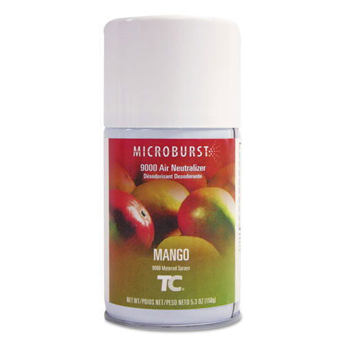 TC Microburst 9000 Air Freshener Refill, Mango, 5.3 oz Aerosol Spray, 4/Carton