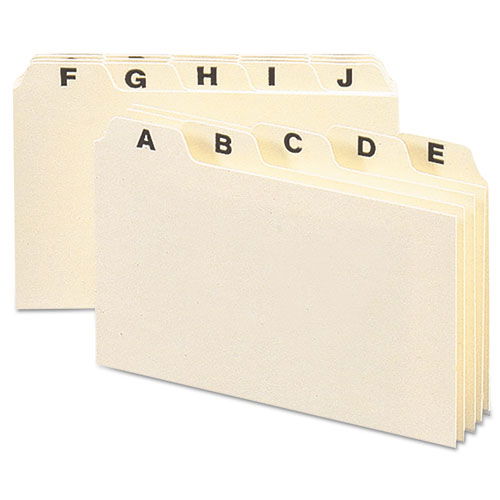 Manila Card Guides, 1/5-Cut Top Tab, A to Z, 4 x 6, Manila, 25/Set