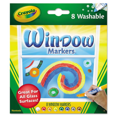 Washable Window FX Marker, Broad Bullet Tip, Assorted Colors, 8/Pack