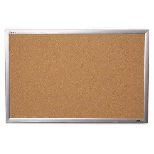 7195014840007, SKILCRAFT Cork Board, 24" x 18", Tan Surface, Anodized Aluminum Frame