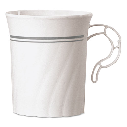 Classicware Plastic Coffee Mugs, 8 oz, Silver, 8/Pack, 24 Packs/Carton
