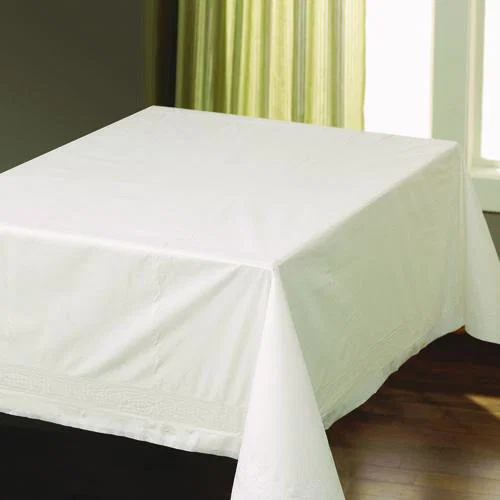 Tissue/Poly Tablecovers, 82" x 82", White, 25/Carton