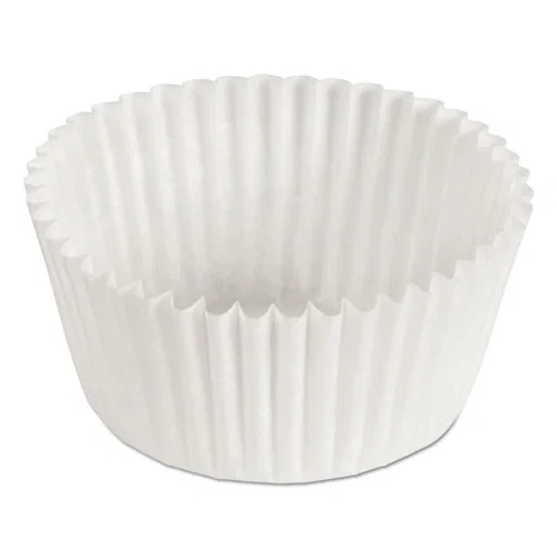 Fluted Bake Cups, 1 oz, 3.5 x 1.5 x 1, White, Paper, 500/Pack, 20 Packs/Carton
