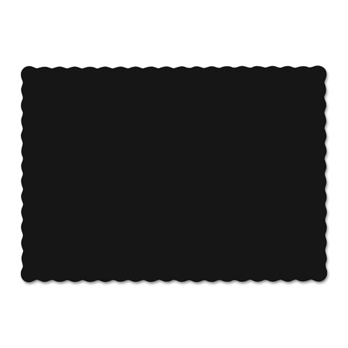 Solid Color Scalloped Edge Placemats, 9.5 x 13.5, Black, 1000/Carton