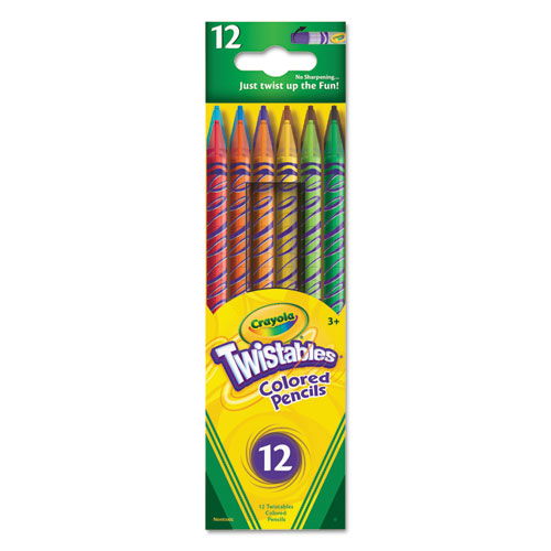 Twistables Colored Pencils, 2 mm, 2B, Assorted Lead and Barrel Colors, Dozen