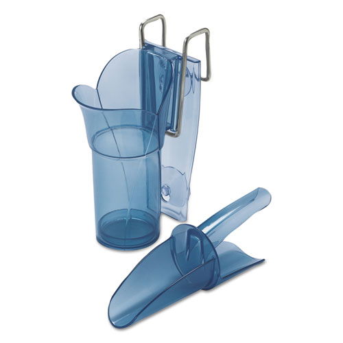 Saf-T-Scoop and Guardian System for Ice Machines, 6 oz to 10 oz Ice Scoop, Transparent Blue