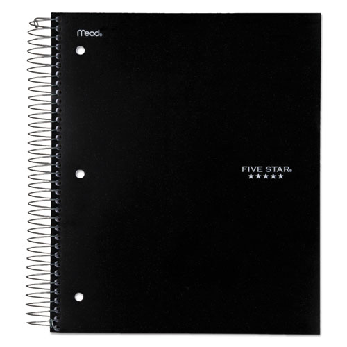Wirebound Notebook, 5-Subject, Medium/College Rule, Black Cover, (200) 11 x 8.5 Sheets