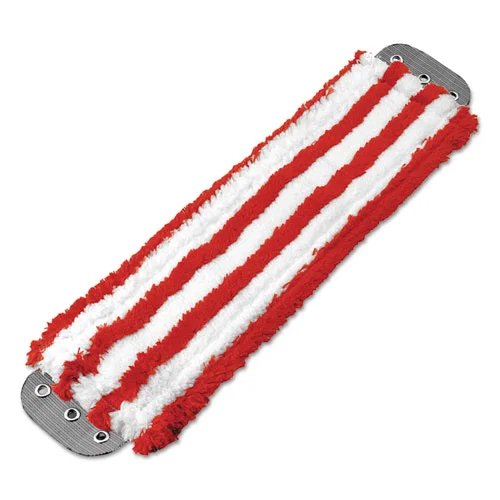 SmartColor Medium Pile MicroMop Pads, 16 x 5, Medium-Duty 7 mm Pile, Red/White