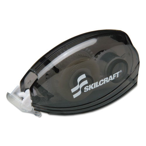 7510015964255, SKILCRAFT Permanent-Adhesive Double-Sided Tape with Dispenser, 0.33" x 32.75 ft, Tinted Translucent Black