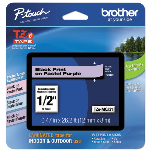 TZ Standard Adhesive Laminated Labeling Tape, 0.47" x 26.2 ft, Pastel Purple