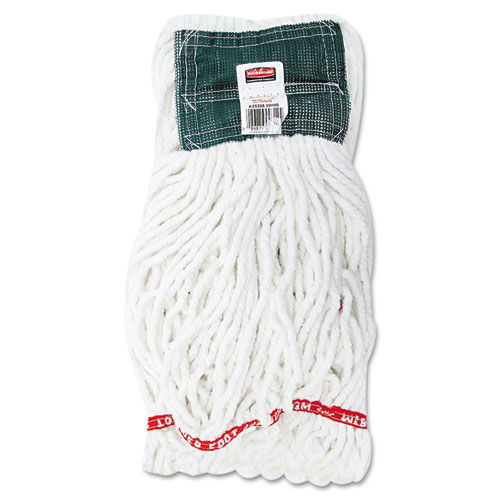 Web Foot Shrinkless Looped-End Wet Mop Head with 5" Headband, Cotton/Synthetic, Medium, White, 6/Carton