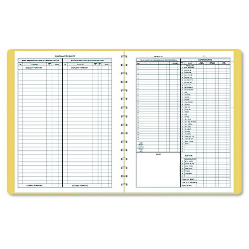 Simplified Monthly Bookkeeping Record, 4 Column Format, Tan Cover, 11 x 8.5 Sheets, 128 Sheets/Book