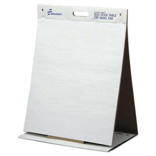 7530015772170, SKILCRAFT Self-Stick Tabletop Easel Pad, Unruled, (20) White 20 x 23 Sheets