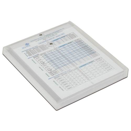 7530016618836, SKILCRAFT Poly String/Button Top-Loading 1.25" Expansion Envelope, 1 Section, Letter Size, Clear, 5/Pack